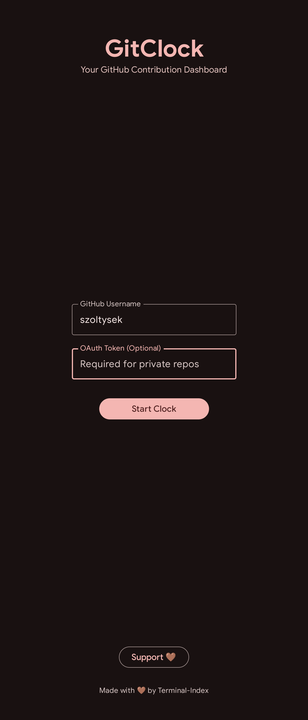 GitClock Setup Screen